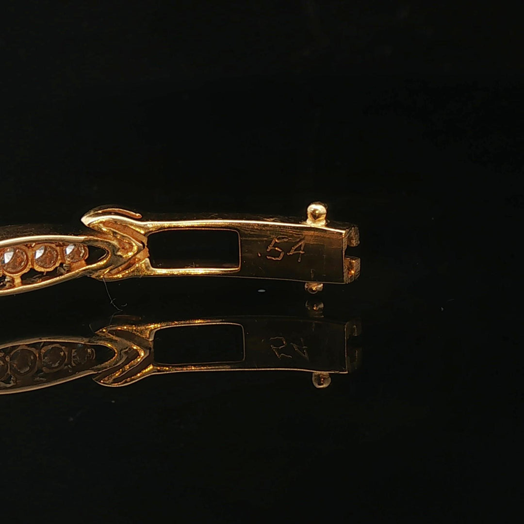 18k Yellow Gold and Diamond 15.6g Fancy X Bangle Bracelet 6.75"