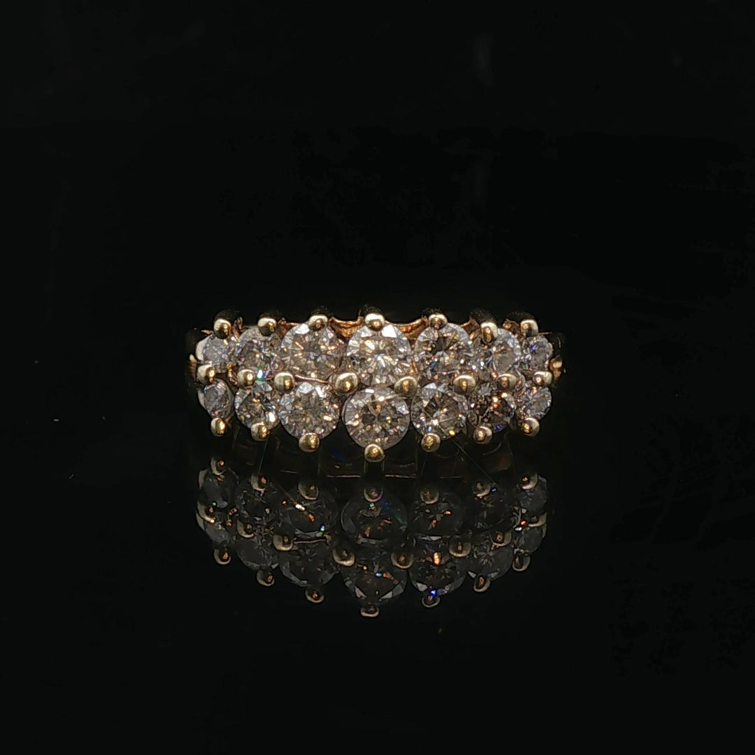 14k Yellow Gold and 1cttw Diamond Vintage Ladies Cluster Ring Size 6.5
