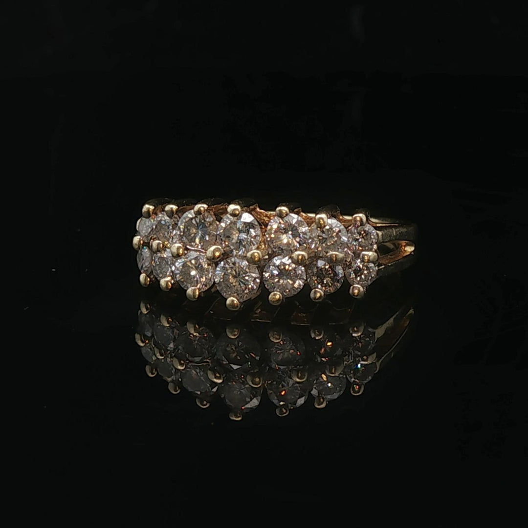 14k Yellow Gold and 1cttw Diamond Vintage Ladies Cluster Ring Size 6.5