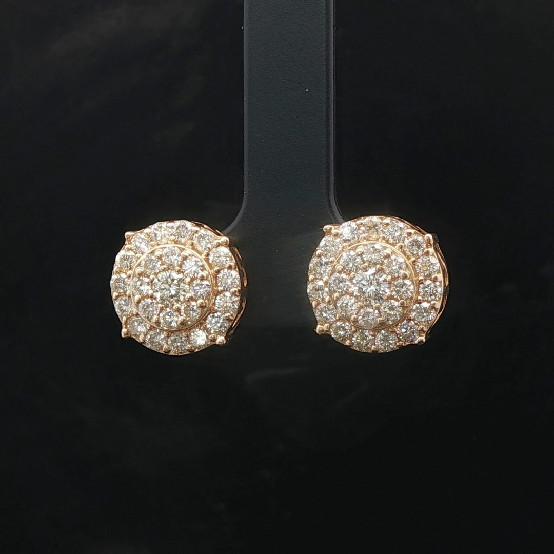 14k Yellow Gold and 2cttw Diamond Cluster Stud Earrings