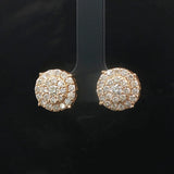 14k Yellow Gold and 2cttw Diamond Cluster Stud Earrings