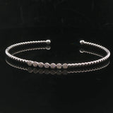 14k White Gold and Diamond Beaded Ball Flex Cuff Bracelet 6.75"