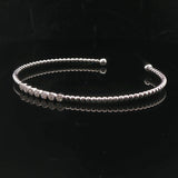 14k White Gold and Diamond Beaded Ball Flex Cuff Bracelet 6.75"