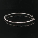 14k White Gold and Diamond Beaded Ball Flex Cuff Bracelet 6.75"