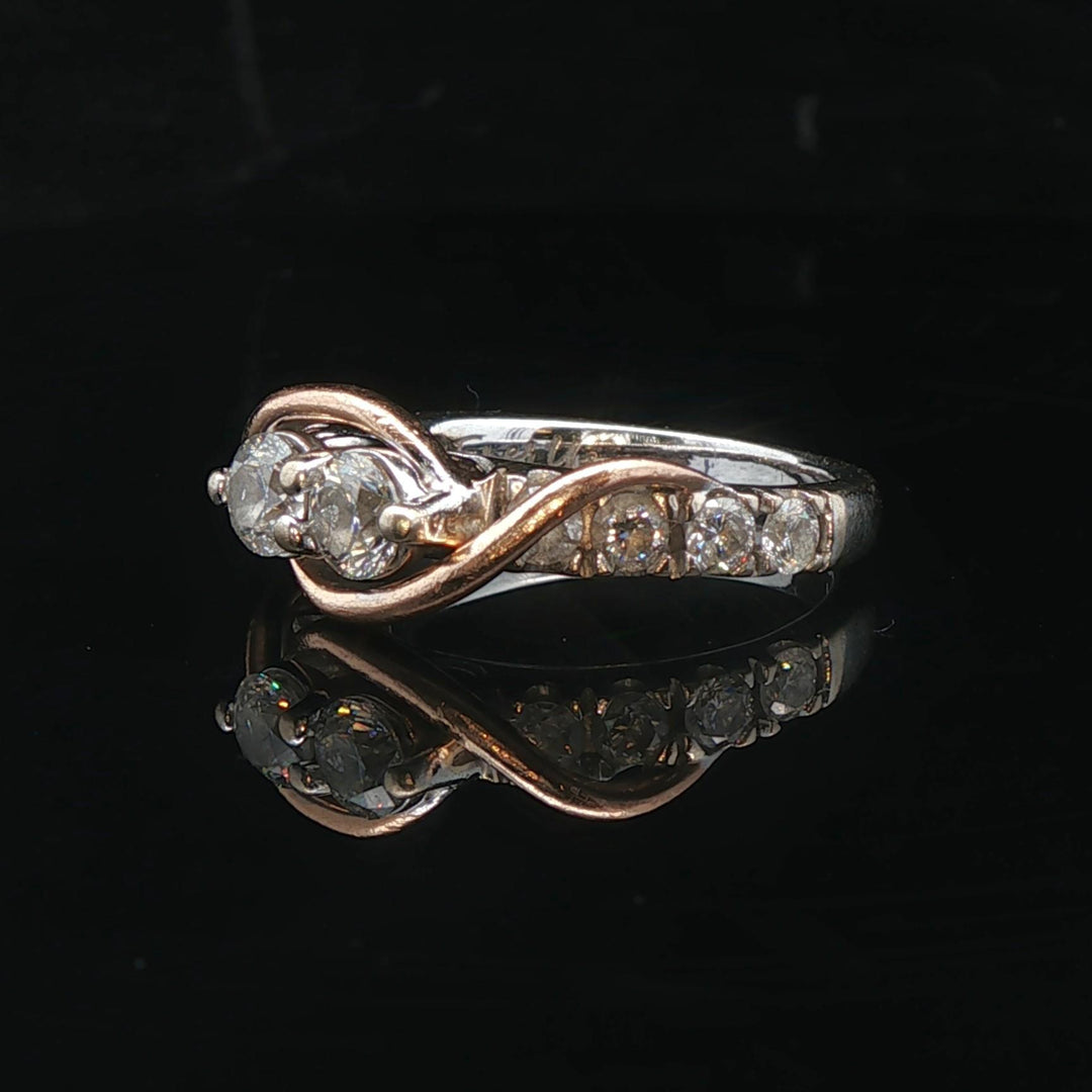 14k White and Rose Gold 1.5cttw Diamond Fancy Band Ring Size 7