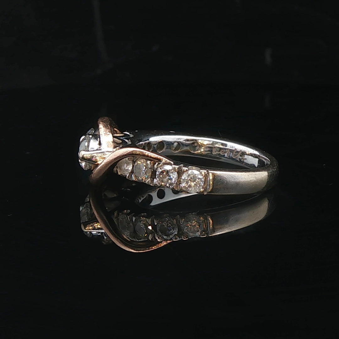 14k White and Rose Gold 1.5cttw Diamond Fancy Band Ring Size 7