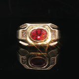 14k Yellow Gold Ruby and Diamond 10.4g Men's Retro Ring Size 7.75