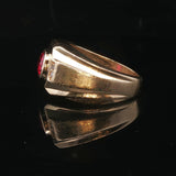 14k Yellow Gold Ruby and Diamond 10.4g Men's Retro Ring Size 7.75
