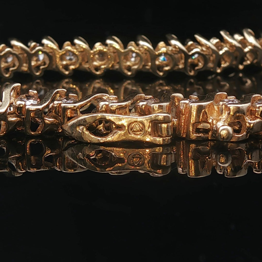 14k Yellow Gold and 2.25cttw Diamond Vintage S Link Tennis Bracelet 7.5"