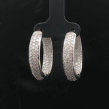 14k White Gold and 3cttw Diamond Inside Out Hoop Earrings 1"