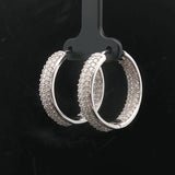 14k White Gold and 3cttw Diamond Inside Out Hoop Earrings 1"