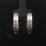 14k White Gold and 3cttw Diamond Inside Out Hoop Earrings 1"