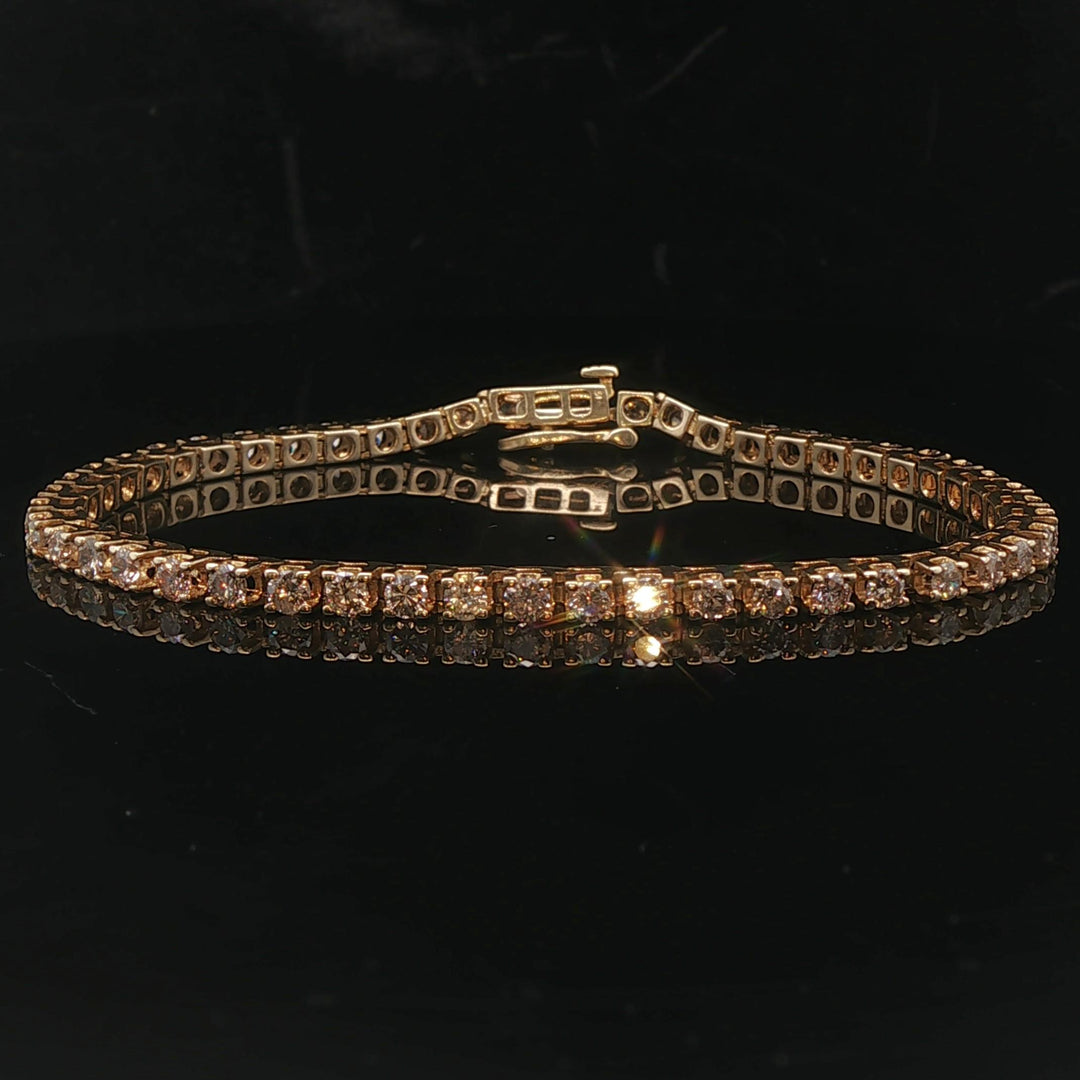 14k Yellow Gold and 4.5cttw Diamond Vintage Ladies Tennis Bracelet 7"