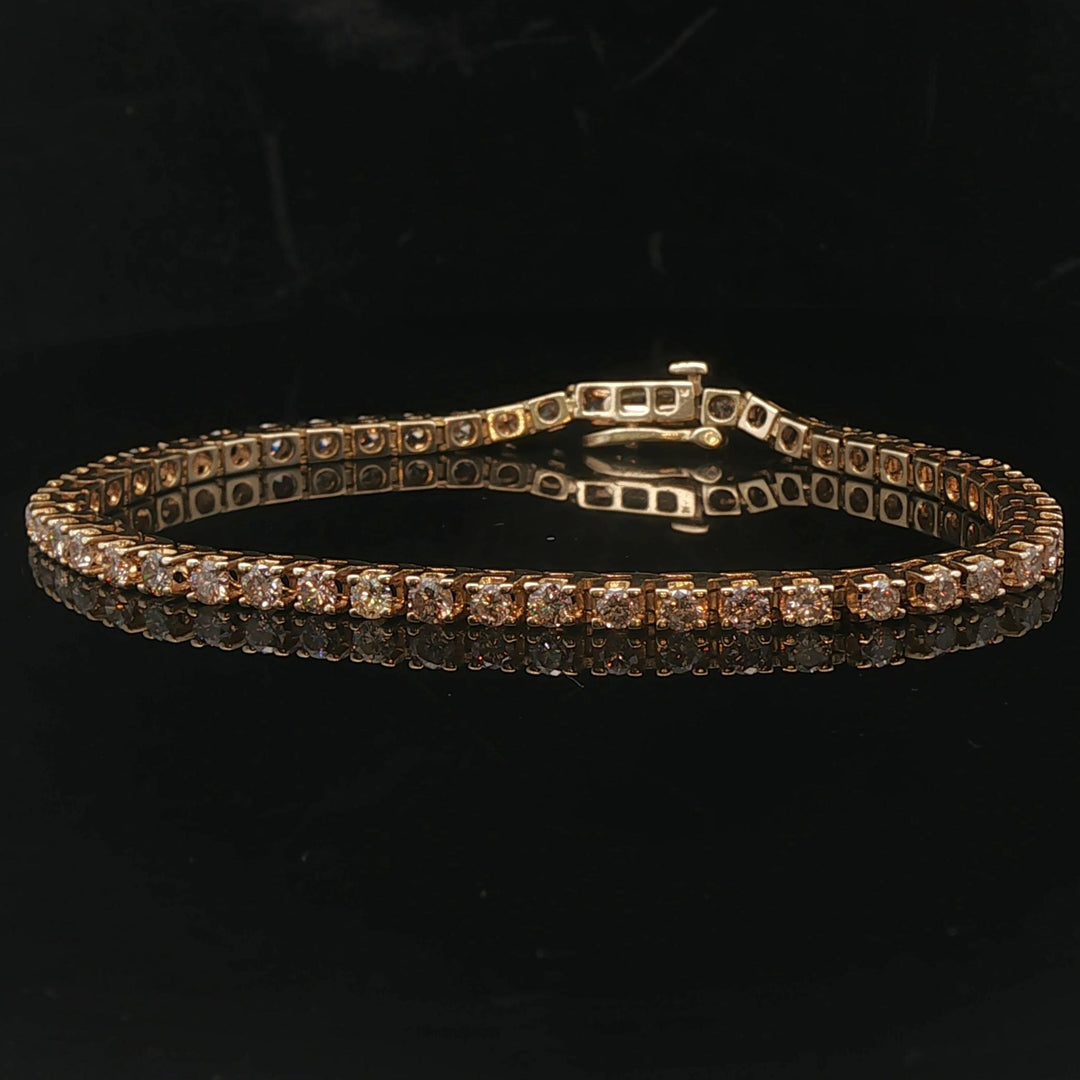 14k Yellow Gold and 4.5cttw Diamond Vintage Ladies Tennis Bracelet 7"