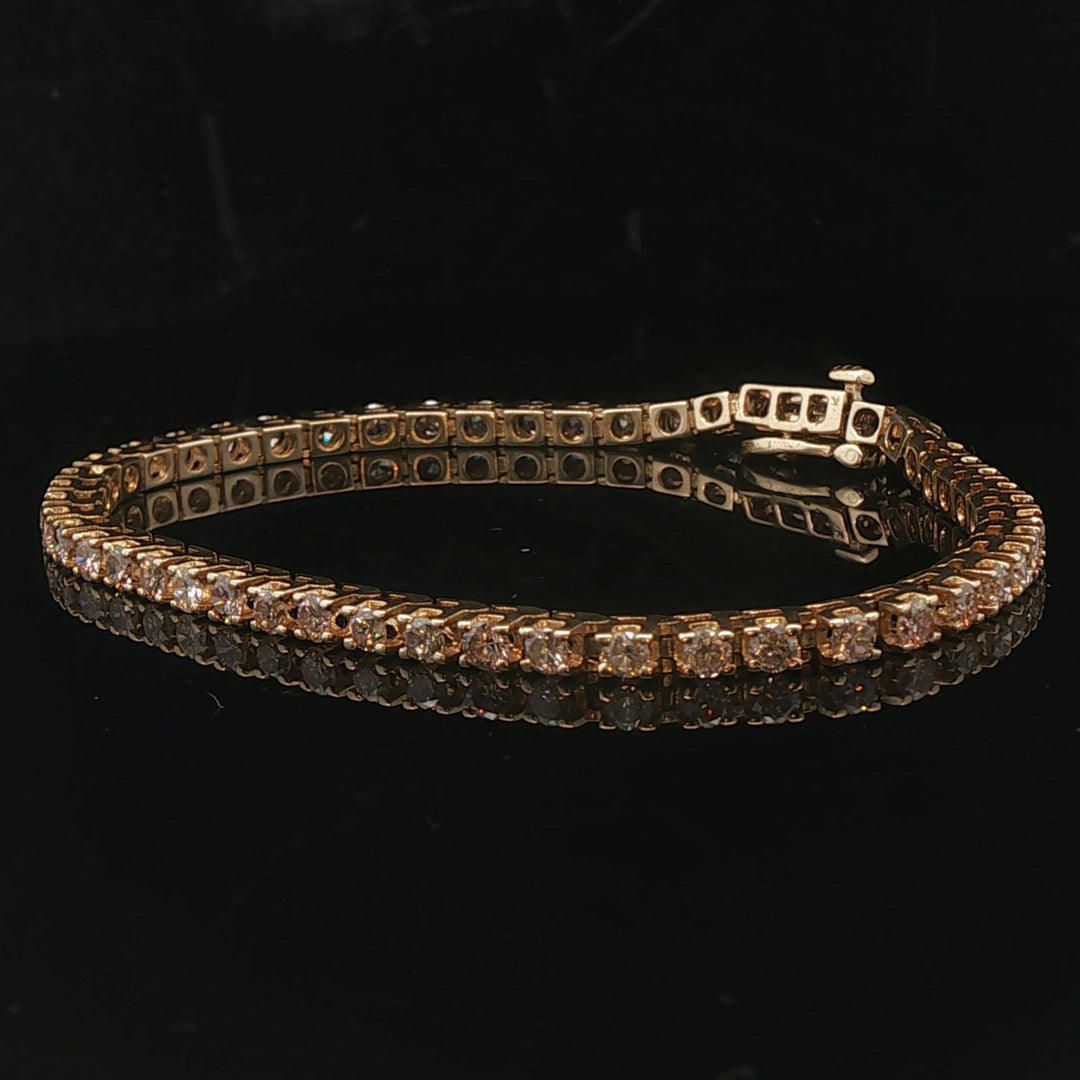 14k Yellow Gold and 4.5cttw Diamond Vintage Ladies Tennis Bracelet 7"