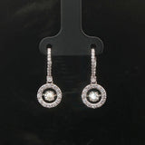 14k White Gold and 0.40cttw Floating Diamond Halo Dangle Earrings 1"