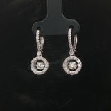 14k White Gold and 0.40cttw Floating Diamond Halo Dangle Earrings 1"
