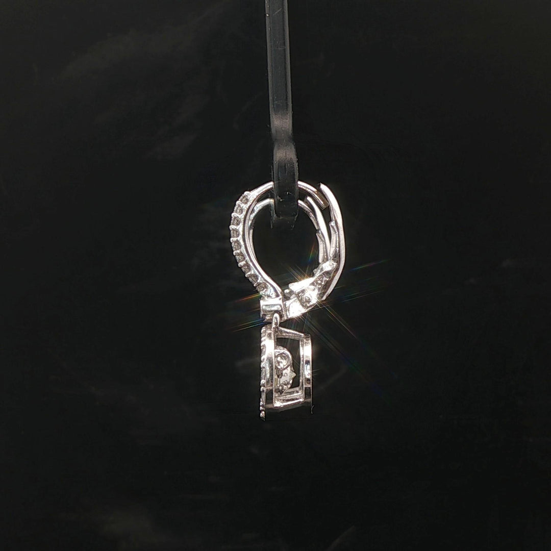 14k White Gold and 0.40cttw Floating Diamond Halo Dangle Earrings 1"