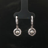 14k White Gold and 0.40cttw Floating Diamond Halo Dangle Earrings 1"