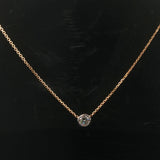 14k Yellow and White Gold 0.50ct Bezel Set Diamond Pendant Necklace Italy 16"