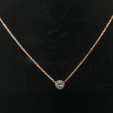 14k Yellow and White Gold 0.50ct Bezel Set Diamond Pendant Necklace Italy 16"