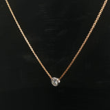 14k Yellow and White Gold 0.50ct Bezel Set Diamond Pendant Necklace Italy 16"