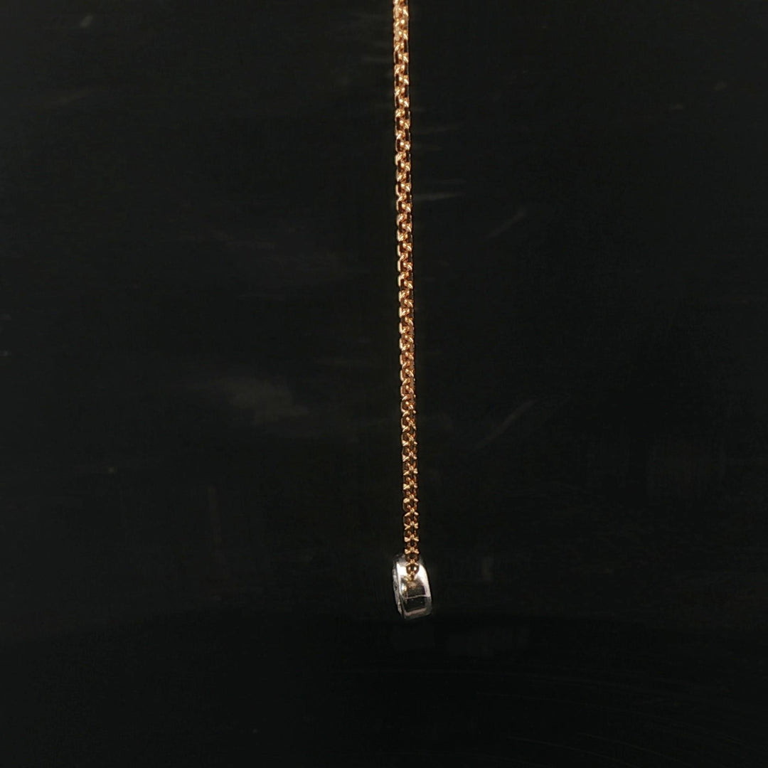 14k Yellow and White Gold 0.50ct Bezel Set Diamond Pendant Necklace Italy 16"