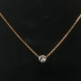 14k Yellow and White Gold 0.50ct Bezel Set Diamond Pendant Necklace Italy 16"