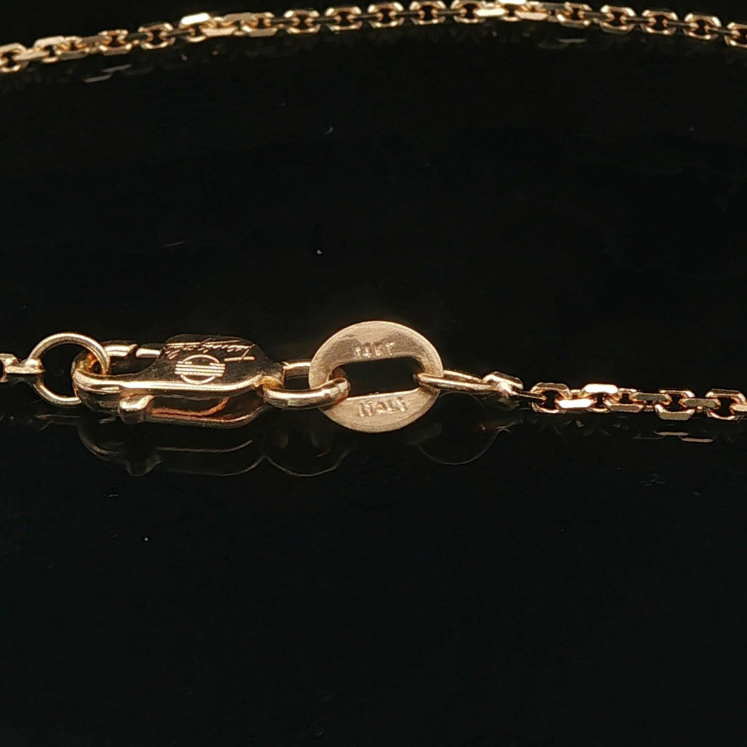 14k Yellow and White Gold 0.50ct Bezel Set Diamond Pendant Necklace Italy 16"