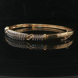 14k Yellow and White Gold 11g Vintage 0.50cttw Diamond Bangle Bracelet 6.5"