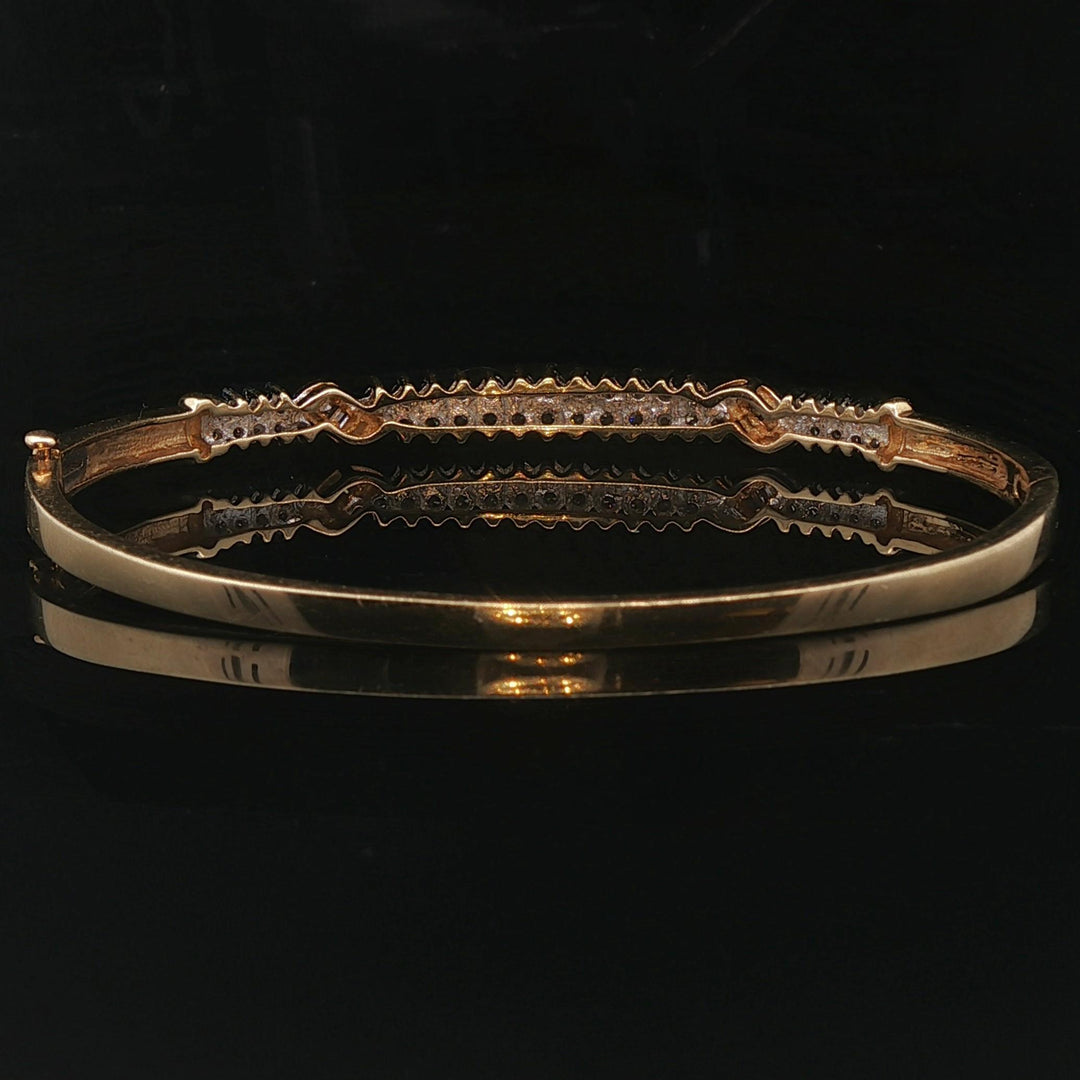 14k Yellow and White Gold 11g Vintage 0.50cttw Diamond Bangle Bracelet 6.5"