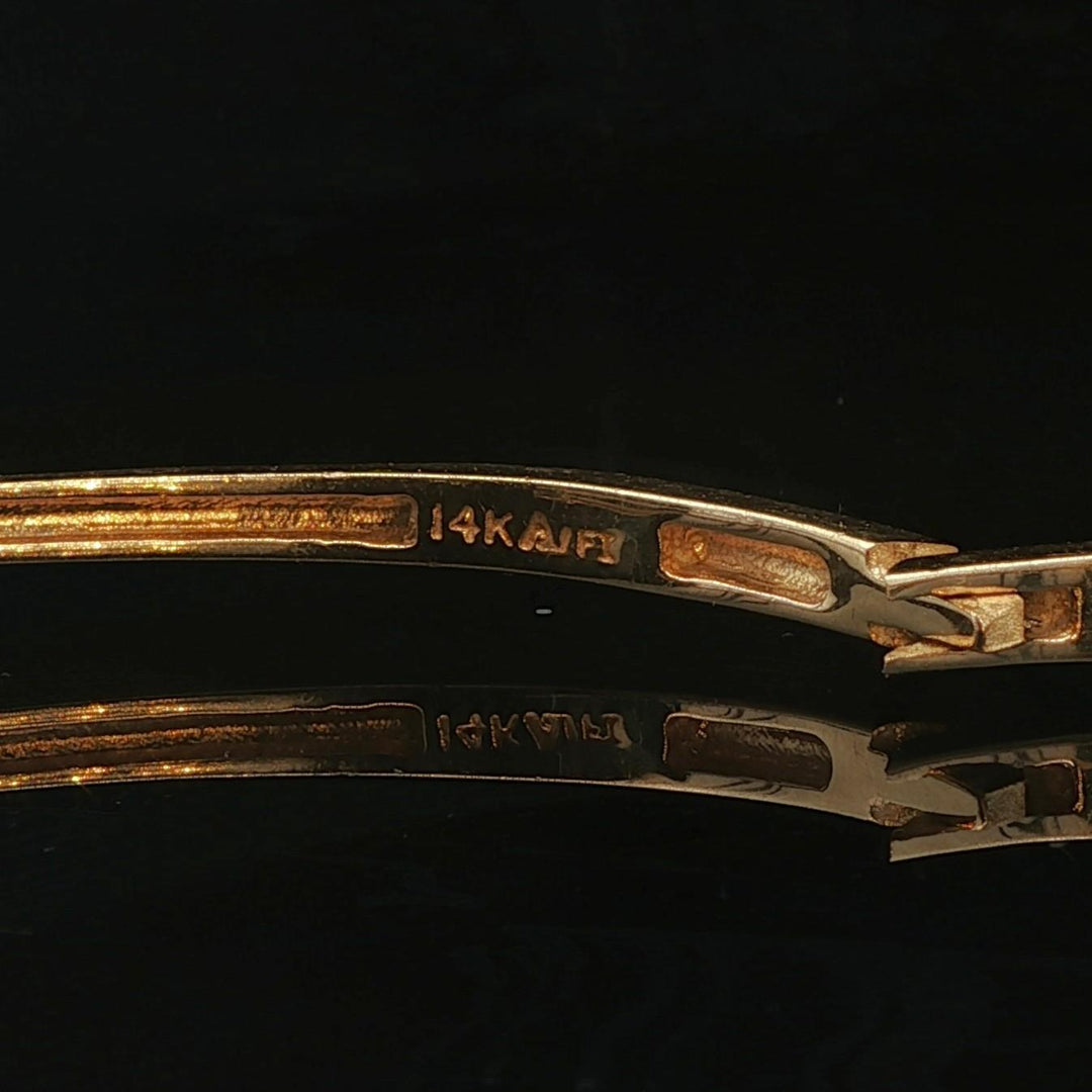 14k Yellow and White Gold 11g Vintage 0.50cttw Diamond Bangle Bracelet 6.5"