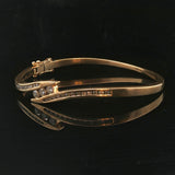 14k Yellow Gold 16.7g and 1cttw Diamond Vintage Bypass Bangle Bracelet 6.75"