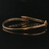 14k Yellow Gold 16.7g and 1cttw Diamond Vintage Bypass Bangle Bracelet 6.75"