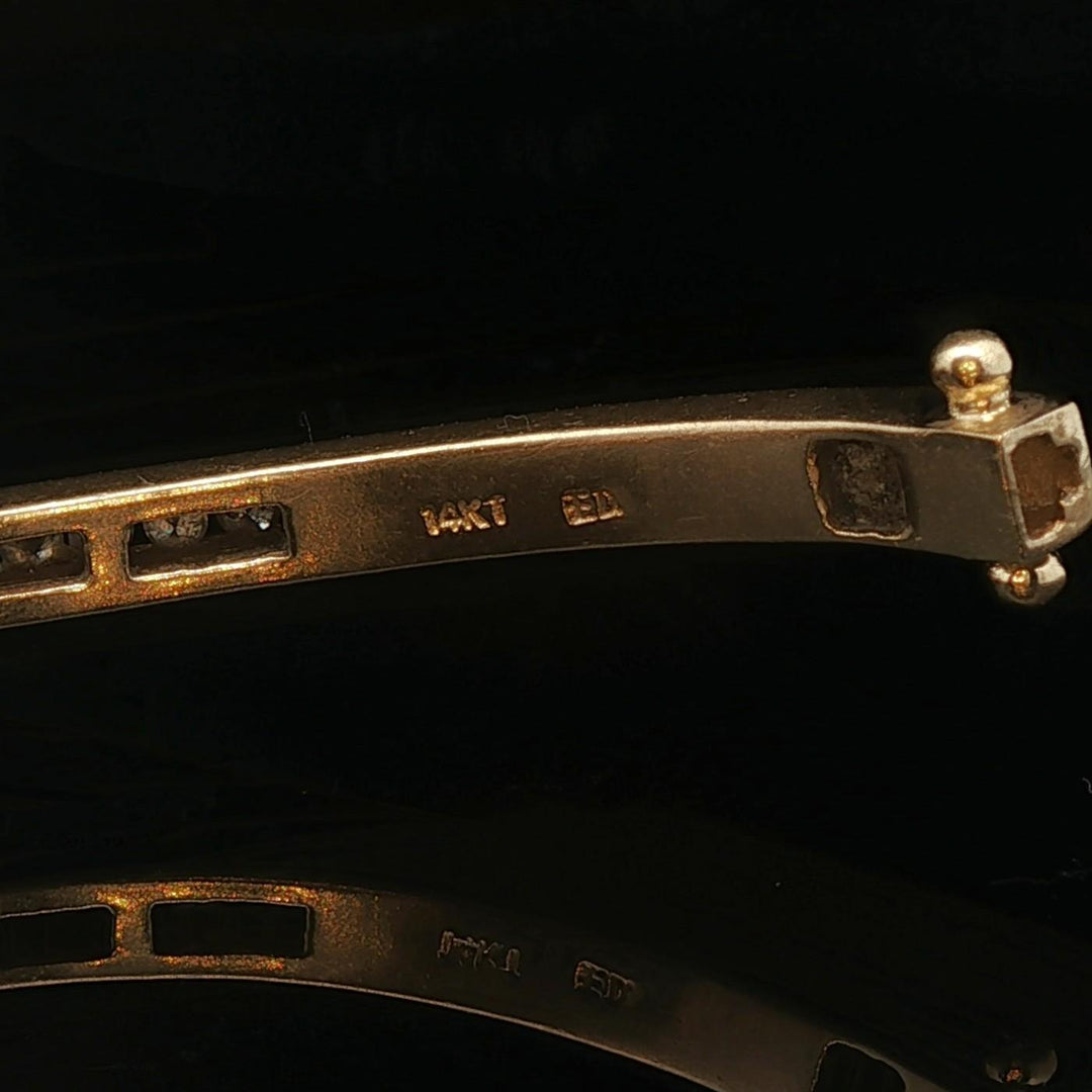 14k Yellow Gold 16.7g and 1cttw Diamond Vintage Bypass Bangle Bracelet 6.75"