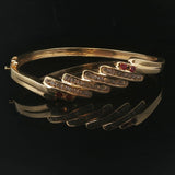 14k Yellow Gold 22g Ruby and 1cttw Diamond Fancy Bangle Bracelet 7"