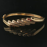 14k Yellow Gold 22g Ruby and 1cttw Diamond Fancy Bangle Bracelet 7"