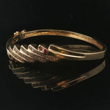 14k Yellow Gold 22g Ruby and 1cttw Diamond Fancy Bangle Bracelet 7"