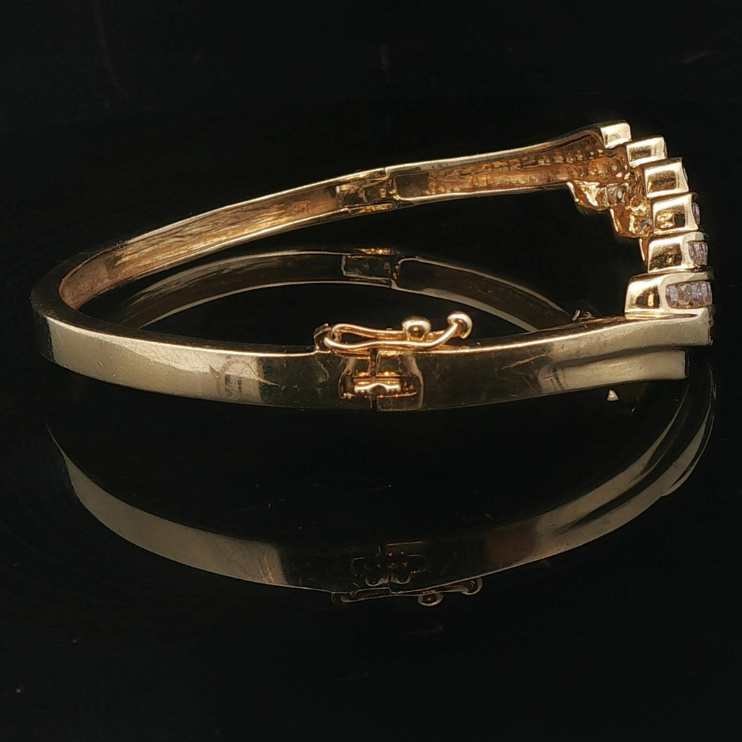 14k Yellow Gold 22g Ruby and 1cttw Diamond Fancy Bangle Bracelet 7"