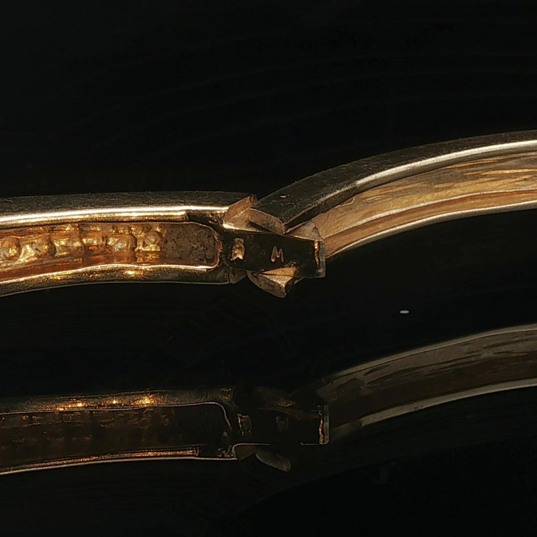 14k Yellow Gold 22g Ruby and 1cttw Diamond Fancy Bangle Bracelet 7"