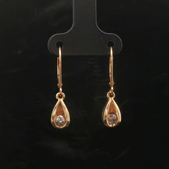 14k Yellow Gold and 0.50cttw Tear Drop Dangle Earrings 1