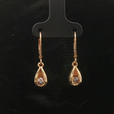 14k Yellow Gold and 0.50cttw Tear Drop Dangle Earrings 1"