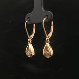 14k Yellow Gold and 0.50cttw Tear Drop Dangle Earrings 1"