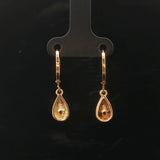 14k Yellow Gold and 0.50cttw Tear Drop Dangle Earrings 1"