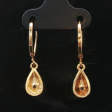 14k Yellow Gold and 0.50cttw Tear Drop Dangle Earrings 1"