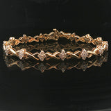 14k Yellow Gold and 1.5cttw Diamond Fancy X Link Bracelet 7.25"
