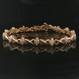 14k Yellow Gold and 1.5cttw Diamond Fancy X Link Bracelet 7.25"