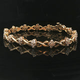 14k Yellow Gold and 1.5cttw Diamond Fancy X Link Bracelet 7.25"