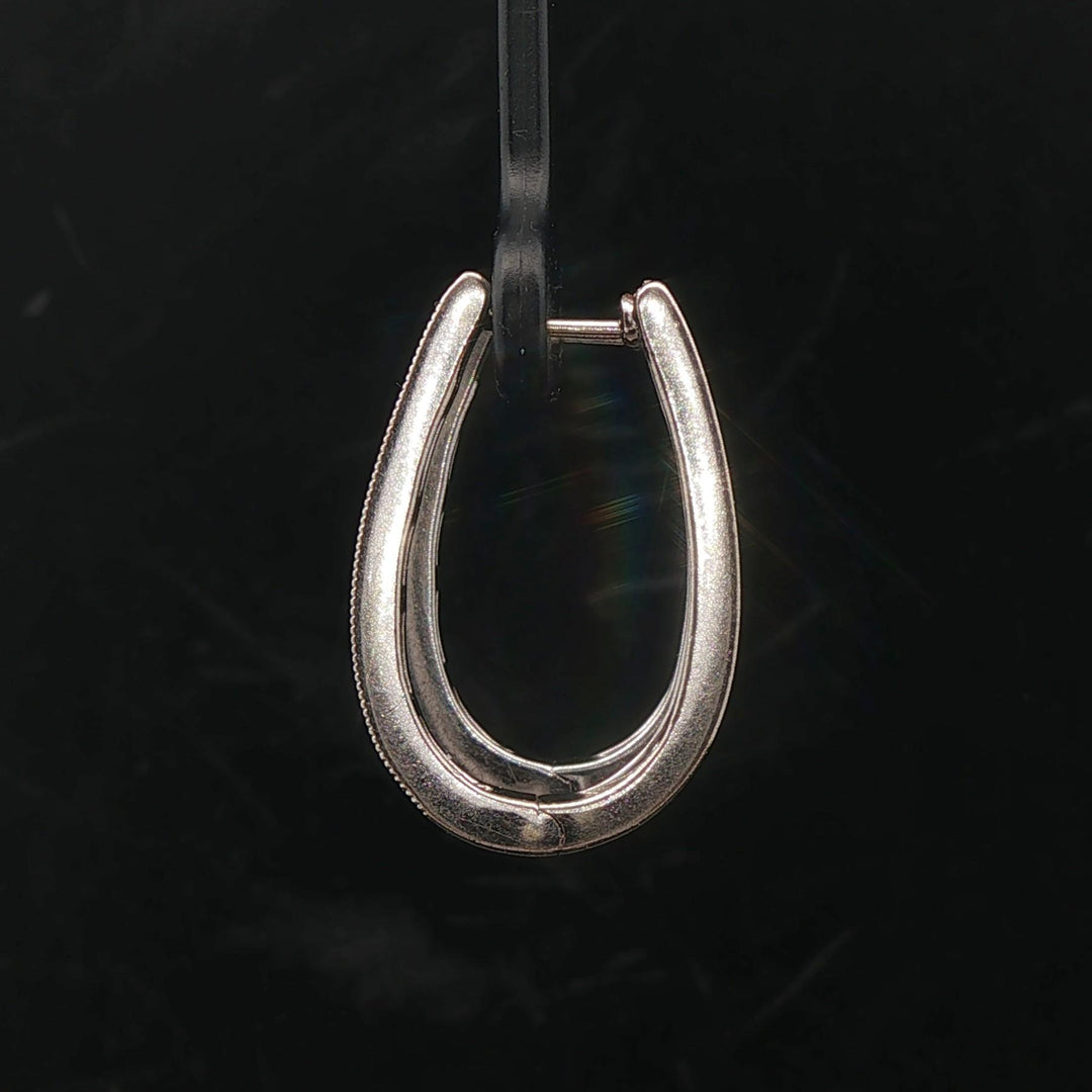 14k White Gold and 0.50cttw Diamond Vintage Milgrain Hoop Earrings 1"