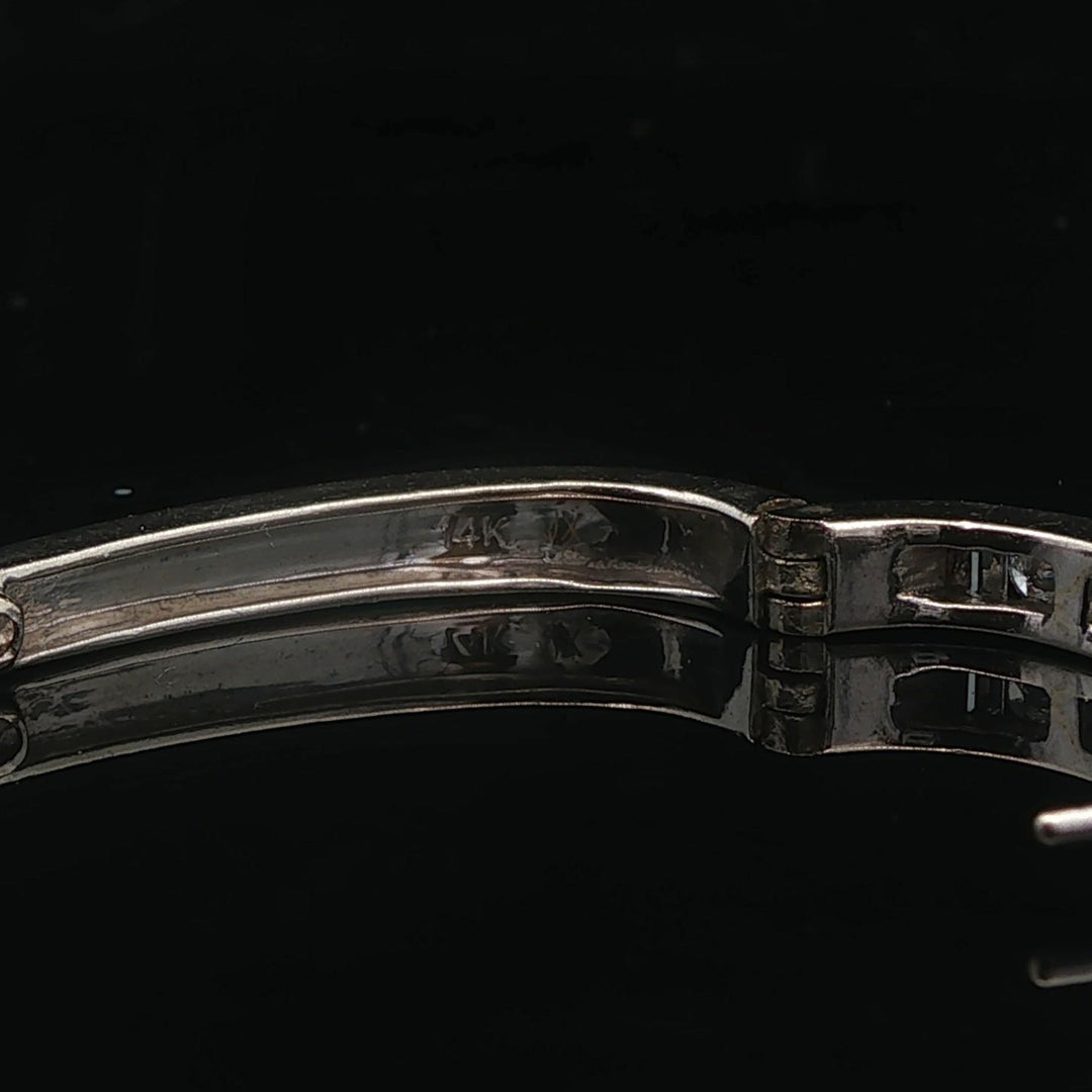 14k White Gold and 0.50cttw Diamond Vintage Milgrain Hoop Earrings 1"